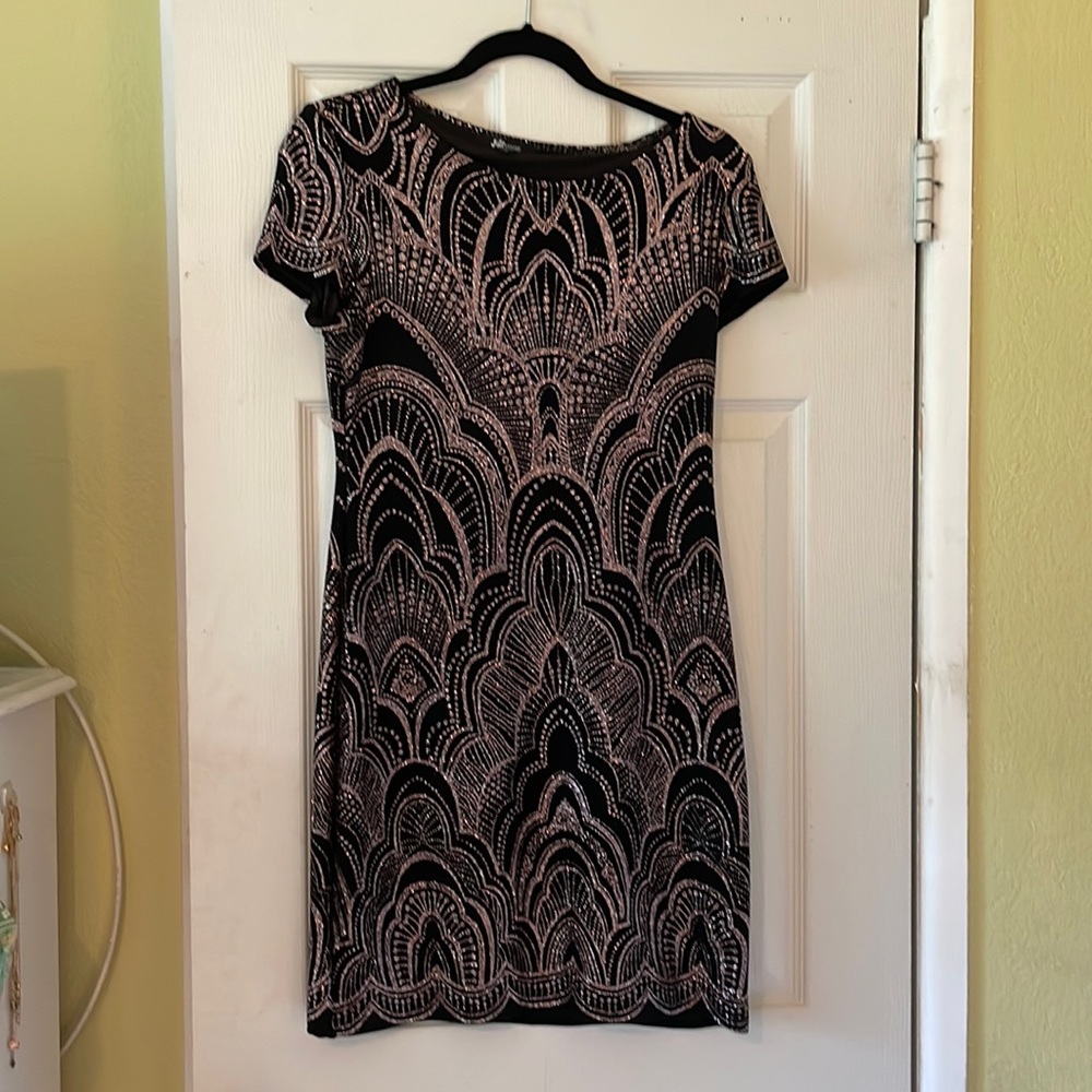 Jump appeal black with rose gold glitter cocktail dress
